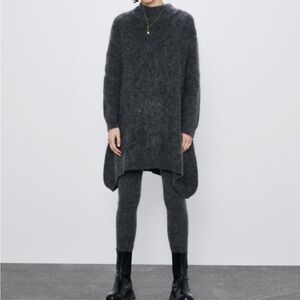 Oversized mohair + wool Cozy Tunic Sweater dress in Charcoal Gray